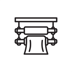 Paper calender rollers icon. Surface finishing, representing industrial calender stacks, paper mill compression hardware, sheet smoothing technology, web processing, and manufacturing engineering. © Matibie Digistock