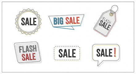 Obraz premium Collection of sale and big sale tags and labels.