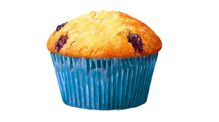 Blueberry Muffin in Blue Cup on White Surface