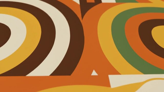 Retro groovy wavy pattern with orange green yellow brown colors