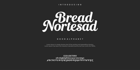 Bread Nortesad Elegant alphabet letters font and number. Classic Lettering Designs vector illustration