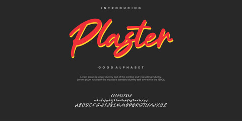 Plaster abstract font alphabet. Minimal modern urban fonts for logo, brand etc. Typography vector illustration