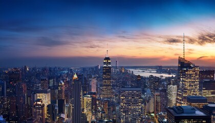 Fototapeta na wymiar stunning panoramic city view from modern office high rise at dusk inspiring success and ambition