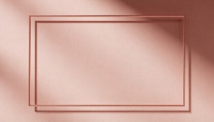 Fototapeta premium Rose Gold Frame: A minimalist rose gold frame, elegantly set against a textured, light-shadowed backdrop, creating a sense of refined elegance and subtle sophistication.