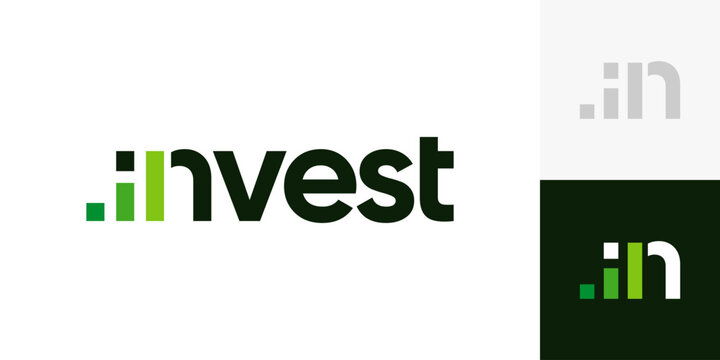 Invest logo design wordmark. Financial investment charts, accounting and marketing logo design graphic vector. Symbol, icon, creative.