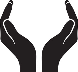 Naklejka premium Cupped hands icon for support, care, protection, and offering