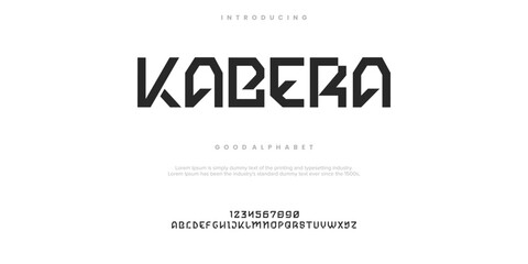 Kabera Abstract modern urban alphabet fonts. Typography sport, simple, technology, fashion, digital, future creative logo font. vector illustration