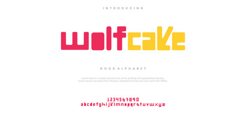 Wolfcake abstract minimal modern alphabet fonts. Typography technology vector illustration