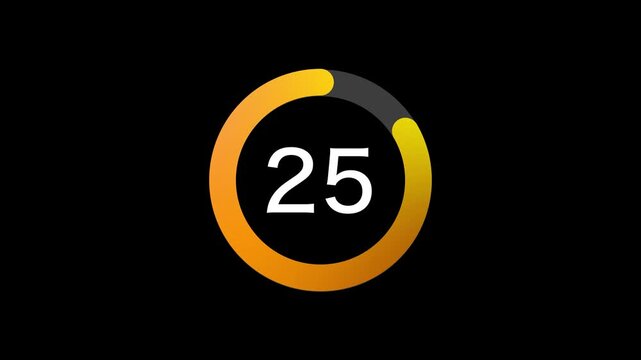 30 Seconds Simple gold Circle Countdown on black Background. Rounded Lines, Shapes, Fresh and Creative. 4K Motion Graphics