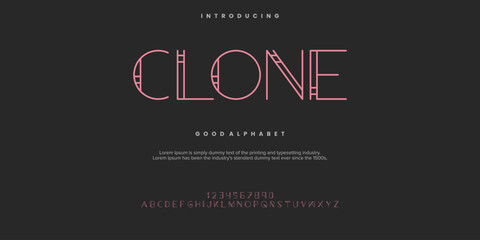 Clone Abstract minimal modern alphabet fonts. Typography technology vector illustration