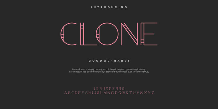 Clone Abstract minimal modern alphabet fonts. Typography technology vector illustration