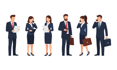 Fototapeta premium Business Professionals Group Working with Documents and Phones