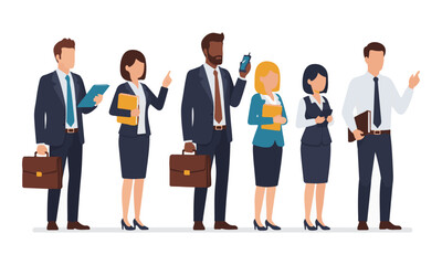 Obraz premium Business Professionals Group Standing with Documents and Devices
