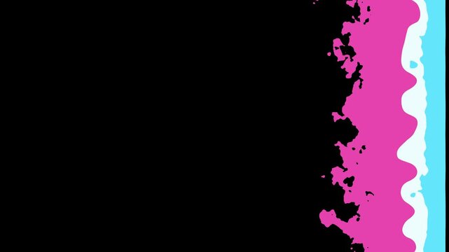 Cartoon style wave and inkblot liquid transition, hand drawn white splash drip swirls on black screen, smooth dynamic 2d animation with alpha channel overlay adjustment layer collection 4k