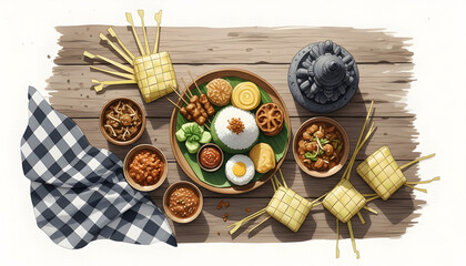 Nyepi Festive Yellow Watercolor Illustration on White Background