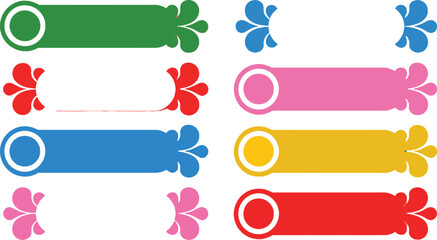 Obraz premium Colorful Ribbon Labels with Floral Decor in Bright Pastel Colors on White Background for Stationery Design