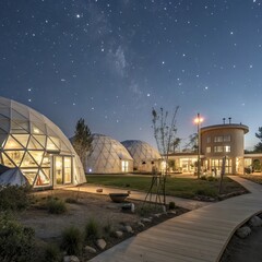 Obraz premium Each building in this community is designed as a living time cap