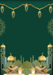 ramadhan kareem. islamic greetings ramadan kareem card design background with lanterns and crescent moon. vector illustration © Wiwit