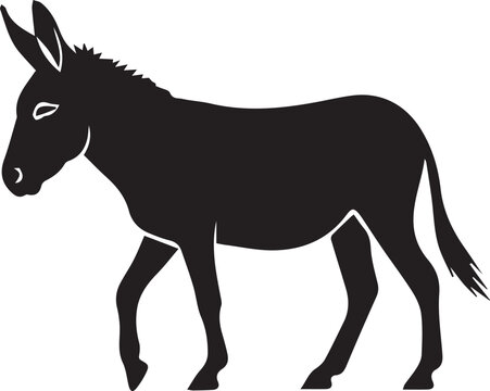 Donkey vector silhouette illustration side view simple line art drawing