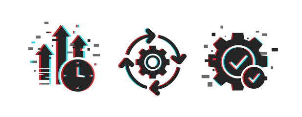 Obraz premium Conceptual icons of productivity, process optimization, and efficient workflow