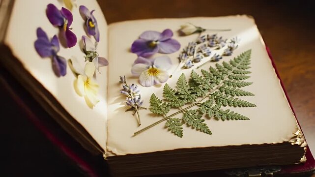 Antique velvet-bound book with gilded filigree, open to a blank page