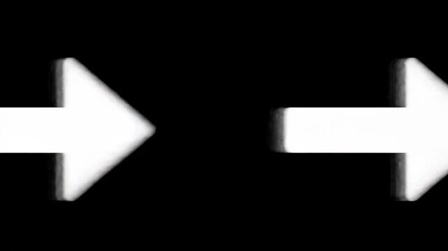 Animated arrow icon sequence showing forward movement and direction. A clean white pointer symbol with motion effects for a user interface next button or progress indicator