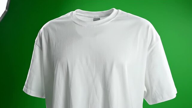 A plain white t-shirt, rendered against a gradient green backdrop