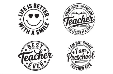 Obraz premium Four inspirational badge designs celebrating teachers and positivity