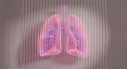 Glowing purple digital 3D hologram of human lungs medical concept