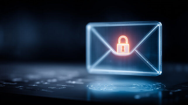 Secure email envelope icon with padlock representing encrypted communication and data privacy concept.
