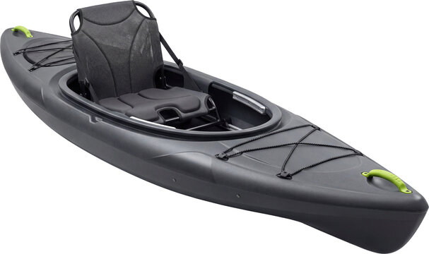 Thermoformed ABS plastic kayak with a high-backed seat and reflective deck lines
