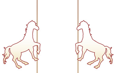 午年　シルエット　新春イメージ　コピースペース　白馬