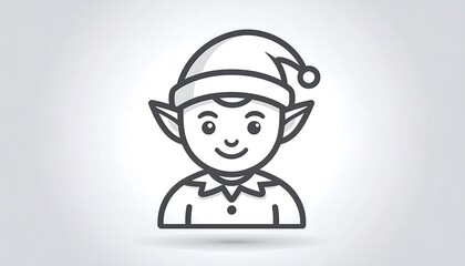Fototapeta premium Illustration of a smiling elf character wearing a hat viewed from the front in a minimalist style