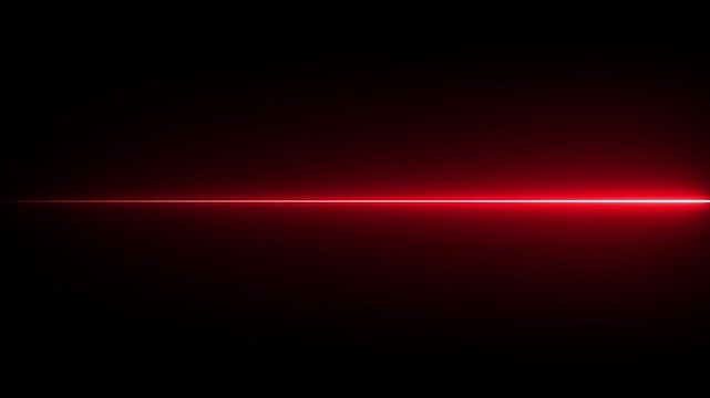 glowing red neon Straight neon laser animation of horizontal line on alpha background, straight neon laser line. 4k 