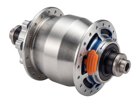 Bicycle-mounted dynamo hub with integrated USB charger.