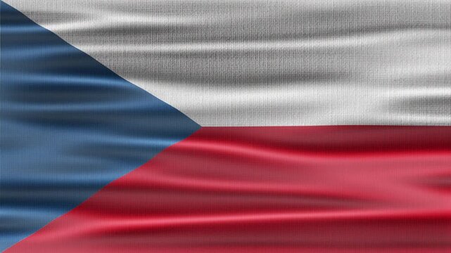Czech Republic flag waving in the wind with high quality fabric texture