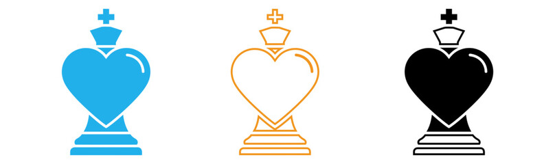 Three colored queen chess pieces © Icon shop