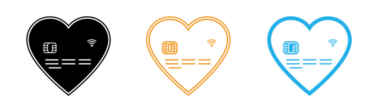 Heart shaped sim card icons with wifi signal