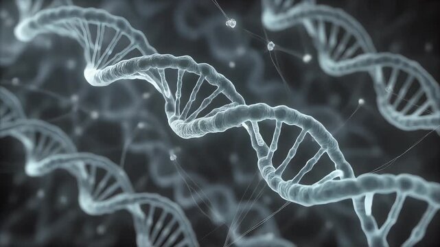 Detailed 3D rendering of a DNA double helix structure, representing genetic information and biotechnology advancements