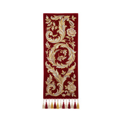 Fototapeta premium Ornate Embroidered Textile with Floral Motifs and Tassels