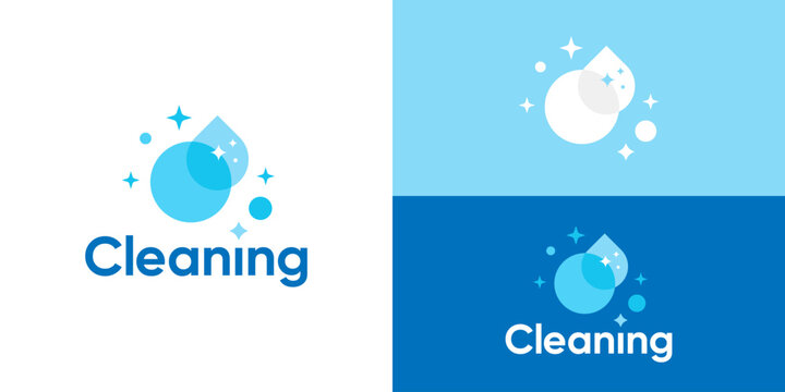 Creative simple cleaning logo template. Abstract sparkle with water drop for cleaning service logo design vector illustration.