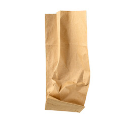 Paper bag on a white background, close-up, top view.