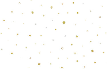 Fototapeta premium Elegant pattern of scattered golden and silver stars on a white background. Ideal for celebrations