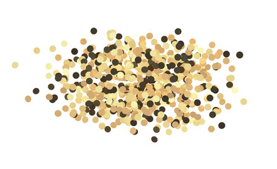 Golden confetti dots on white background. Party and celebration concept. Ideal for your design or background. Festive co