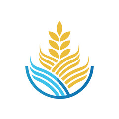 Stylized wheat and water droplet logo isolated on white background