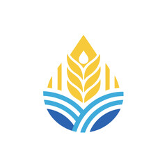 Stylized wheat and water droplet logo isolated on white background