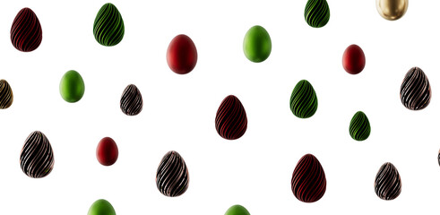 Festive Easter egg pattern on white. Great for holiday design. Colorful eggs perfect for decorations, greetings, celebra © vegefox.com