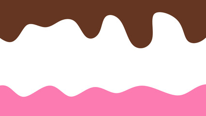 Obraz premium Sweet melting chocolate and pink strawberry icing glaze background. Melted syrup or dripping liquid sauce. Minimalist sweet chocolate and strawberry pink background. Minimalist wavy background.