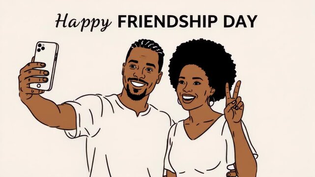 Happy Friendship Day celebration with Black friends taking selfie