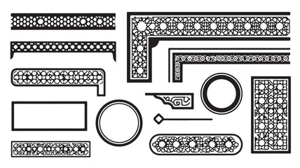 Set of 10 ornate border elements vector